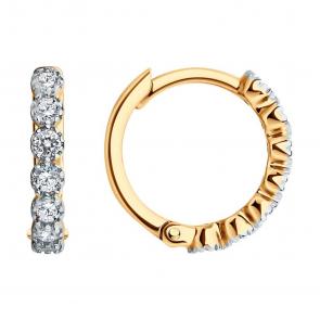 Серьги из золочёного серебра SOKOLOV с фианитом 93022482 фото