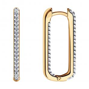 Серьги из золочёного серебра SOKOLOV с фианитом 93022483 фото