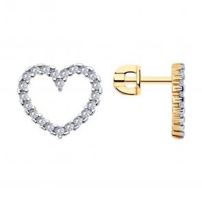 Серьги из золочёного серебра SOKOLOV с фианитом 93022485 фото