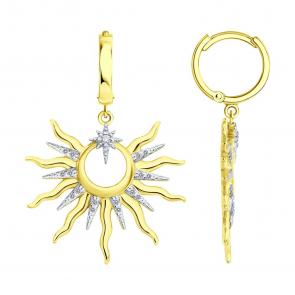 Серьги из лимонного серебра SOKOLOV с фианитом 93022534 фото