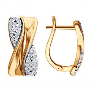 Серьги из золочёного серебра SOKOLOV с фианитом 93022547 фото