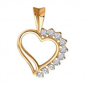 Подвеска из золочёного серебра SOKOLOV с фианитом 93030001 фото