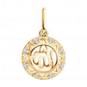Подвеска из золочёного серебра SOKOLOV с фианитом 93030175 фото