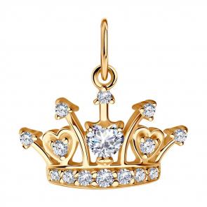 Подвеска из золочёного серебра SOKOLOV с фианитом 93030198 фото