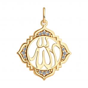 Подвеска из золочёного серебра SOKOLOV с фианитом 93030204 фото