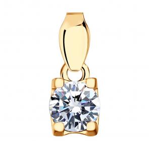 Подвеска из золочёного серебра SOKOLOV с фианитом 93030229 фото
