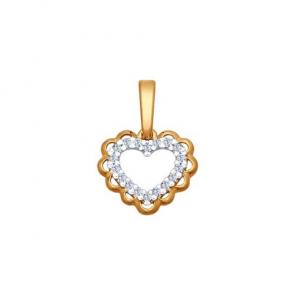 Подвеска из золочёного серебра SOKOLOV с фианитом 93030327 фото