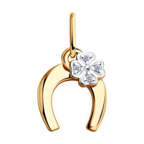 Подвеска Символ года из золочёного серебра SOKOLOV с фианитом 93030338 фото