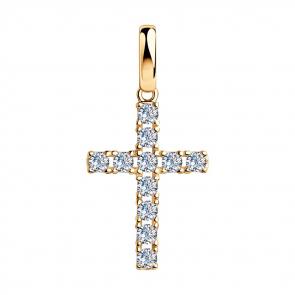 Подвеска из золочёного серебра SOKOLOV с фианитом 93030424 фото