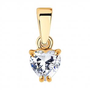 Подвеска из золочёного серебра SOKOLOV с фианитом 93030442 фото