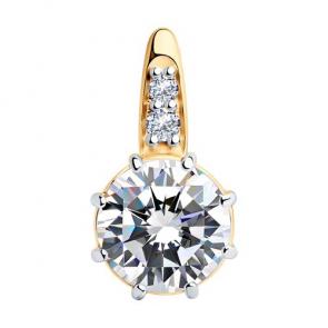 Подвеска из золочёного серебра SOKOLOV с фианитом 93030557 фото