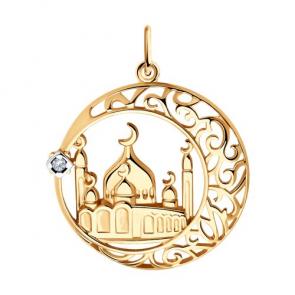 Подвеска из золочёного серебра SOKOLOV с фианитом 93030565 фото