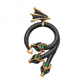 Подвеска из золочёного серебра Символ года Дракон SOKOLOV с фианитом 93030587 фото