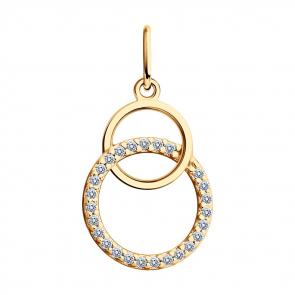 Подвеска из золочёного серебра SOKOLOV с фианитом 93030594 фото