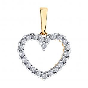 Подвеска из золочёного серебра SOKOLOV с фианитом 93030608 фото