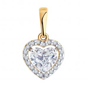 Подвеска из золочёного серебра SOKOLOV с фианитом 93030609 фото