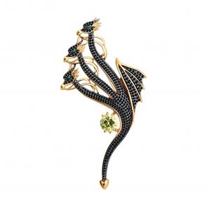 Брошь из из золочёного серебра Символ года Дракон SOKOLOV с фианитом 93040049 фото
