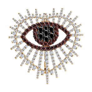 Брошь из золочёного серебра SOKOLOV с фианитом 93040065 фото