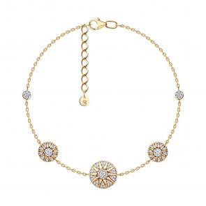 Браслет из золочёного серебра SOKOLOV с фианитом 93050209 фото