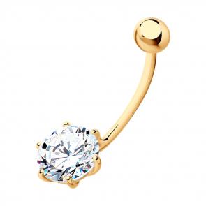 Пирсинг в пупок из золочёного серебра SOKOLOV с фианитом 93060009 фото
