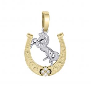 Подвеска Символ года Лошадь из комбинированного золота Primossa с бриллиантом 9341062Б фото