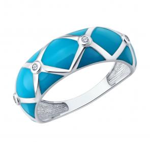 Серебряное кольцо Diamant с фианитом и эмалью 94-110-00235-1 фото