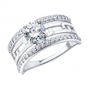 Серебряное кольцо Diamant с фианитом и эмалью 94-110-00247-2 фото