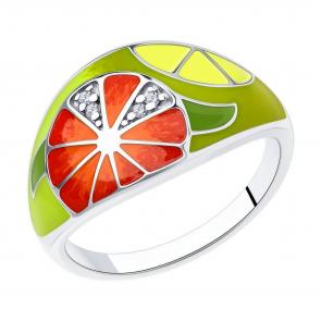 Серебряное кольцо Diamant с фианитом и эмалью 94-110-01134-1 фото