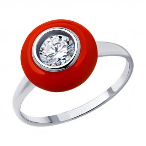 Серебряное кольцо Diamant с фианитом и эмалью 94-110-01730-1 фото