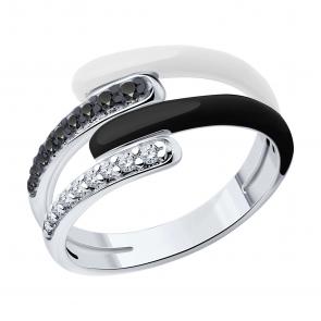 Серебряное кольцо Diamant с фианитом и эмалью 94-110-01740-1 фото