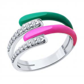 Серебряное кольцо Diamant с фианитом и эмалью 94-110-01740-2 фото