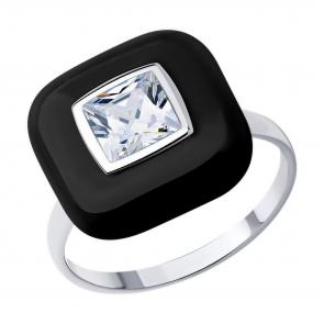Серебряное кольцо Diamant с фианитом и эмалью 94-110-01801-1 фото
