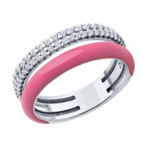 Серебряное кольцо Diamant с фианитом и эмалью 94-110-01893-2 фото