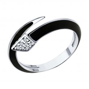 Серебряное кольцо Diamant с фианитом и эмалью 94-110-02066-1 фото
