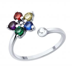 Серебряное кольцо Diamant с фианитом и гранатом 94-110-02141-1 фото