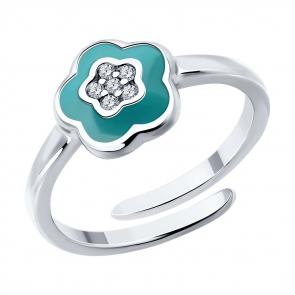 Серебряное кольцо Diamant с фианитом и эмалью 94-110-02148-1 фото