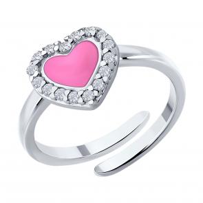 Серебряное кольцо Diamant с фианитом и эмалью 94-110-02202-1 фото