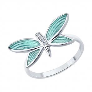 Серебряное кольцо Diamant с фианитом и эмалью 94-110-02244-1 фото