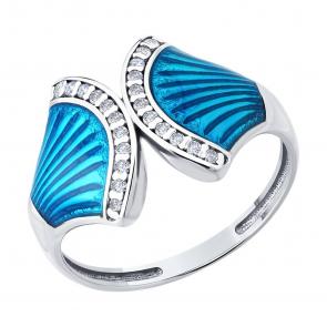 Серебряное кольцо Diamant с фианитом и эмалью 94-110-02298-2 фото