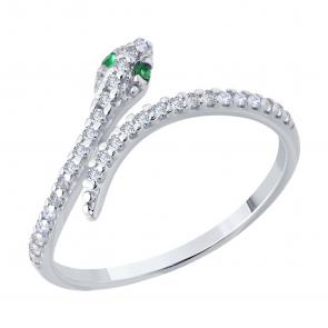 Серебряное кольцо Символ года Змея Diamant с фианитом 94-110-02312-1 фото