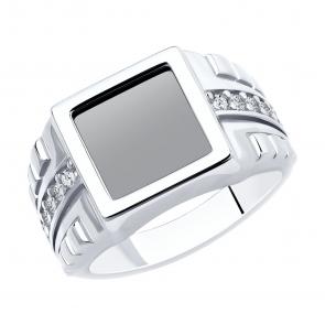 Серебряное кольцо Diamant с фианитом и ониксом 94-112-00497-1 фото