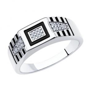Серебряное кольцо Diamant с фианитом и эмалью 94-112-00722-1 фото