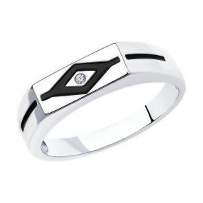 Серебряное кольцо Diamant с фианитом и эмалью 94-112-00781-1 фото