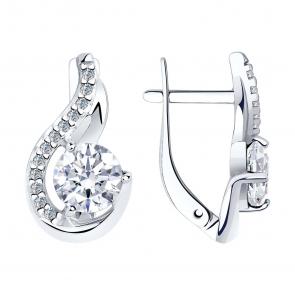 Серебряные серьги Diamant с фианитом 94-120-00013-1 фото