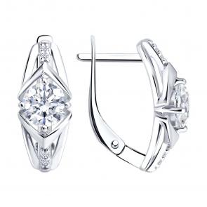 Серебряные серьги Diamant с фианитом 94-120-00019-1 фото