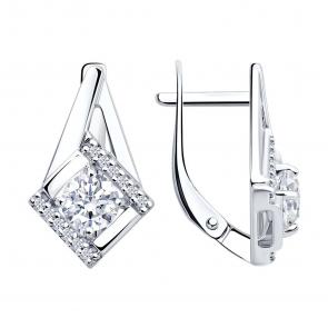 Серебряные серьги Diamant с фианитом 94-120-00020-1 фото