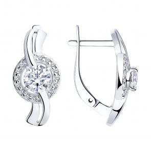 Серебряные серьги Diamant с фианитом 94-120-00023-1 фото