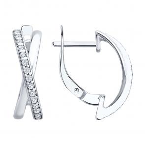 Серебряные серьги Diamant с фианитом 94-120-00029-1 фото