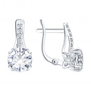 Серебряные серьги Diamant с фианитом 94-120-00035-1 фото