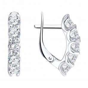 Серебряные серьги Diamant с фианитом 94-120-00086-1 фото